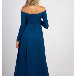 PinkBlush off shoulder maternity maxi dress